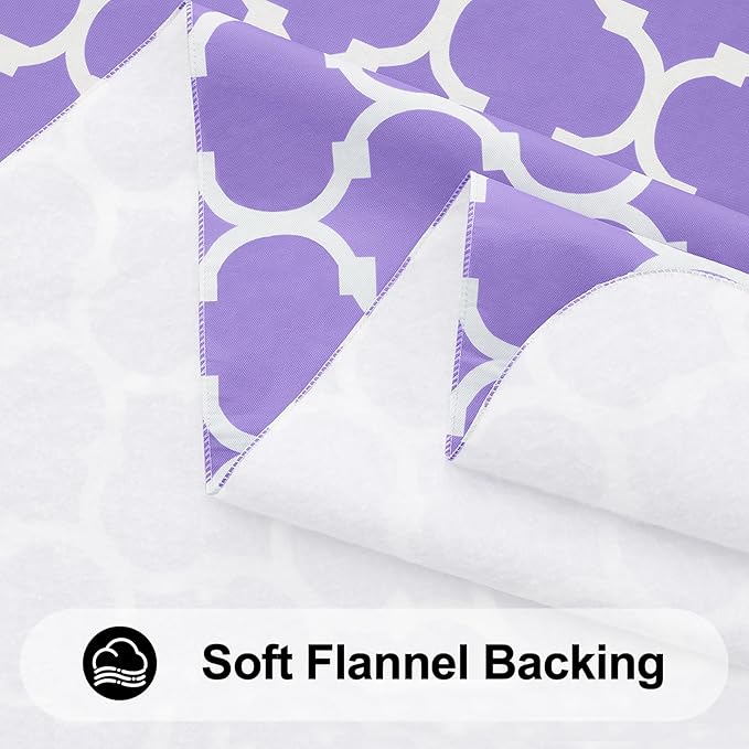 Smiry Rectangle Table Cloth, Waterproof Vinyl Tablecloth with Flannel Backing for Rectangle Tables, Wipeable Spillproof Plastic Tablecloths for Dining, Camping, Indoor and Outdoor, (52"x70", Lavender)