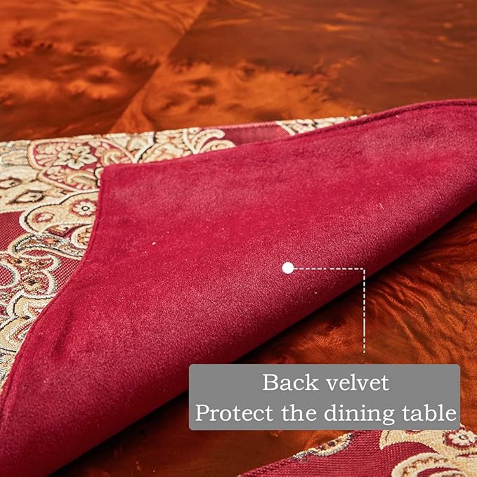 Luxury Retro placemats for Dinner Table Set of 6,Machine Washable Fabric Placemats Non-Slip Heat Resistant Indoor Dining Table mats placemats (Red, Set of 6)