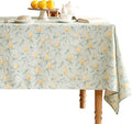 patdrea Designer Linen Long Green Tablecloth for Rectangle Table,Vintage Breathable Yellow Fruits Pattern Table Cloth,Decor Cover for Kitchen Dining,Christmas,Thanksgiving,Party,63"x94"-Ania a