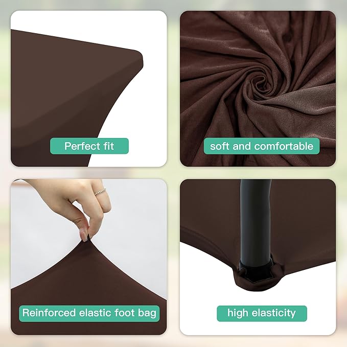 4FT Table Cloth for Rectangular Fitted Events Stretch Black Table Covers Washable Spandex Tablecloth Protector for Party, Wedding, Cocktail, Banquet, Festival