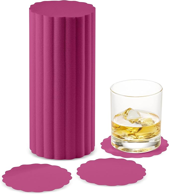 Disposable Fuchsia Paper Coasters for Drinks, 3.5 Inch Round Coasters for Bar, Cocktail, Beverage, Wine Or Event, 500 Pack Bulk