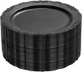 DaYammi 36PCS Black Plastic Plates, Heavy Duty Black Disposable Plates Premium 7.5 inch Dessert Cake Salad Appetizer Platos Hard Plastic Platos Disposable for Party