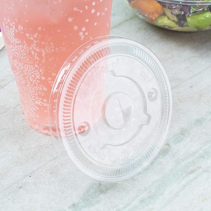 Karat C-KCL1045 PET Flat Lid, Fits 32 oz 104.5mm Diameter PP/Paper Cold Cup (Pack of 600)
