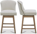 CHITA Counter Height Swivel Barstools, FSC Certified Upholstered Performance Fabric Bar Stools Set of 2, 26" Seat Height, Linen