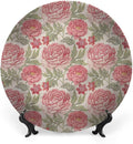 Ceramic Plates, Victorian Decorative Ceramic Plates, Romantic Peonies Botany, 10 Inch, for Dining, Parties, Wedding, Multicolor