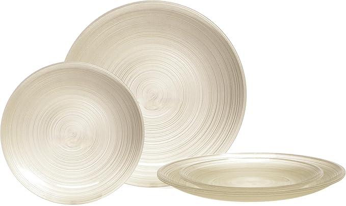 " OCCASIONS " 120 Plates Pack,(60 Guests) Premium Wedding Party Disposable Plastic Plates Set -60 x 10'' Dinner + 60 x 7'' Salad/Dessert (Belize in Ivory & Gold)