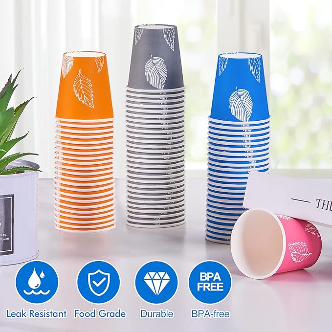 600 Pack 3oz Disposable Paper Cups, Small Disposable Cups, Colorful Small Mouthwash Cups, Mini Paper Cups for Parties, Picnics, Barbecues, Travel and Events