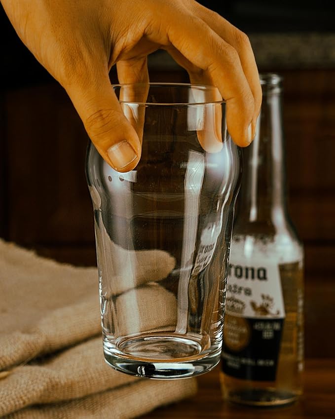 Pint Glasses,20oz British Beer Glass,Classics Craft Beer Glasses,Premium Beer Glass Tumbler Set of 4, Unique Design Beer Glasses Easy Stacking in The Cupboard