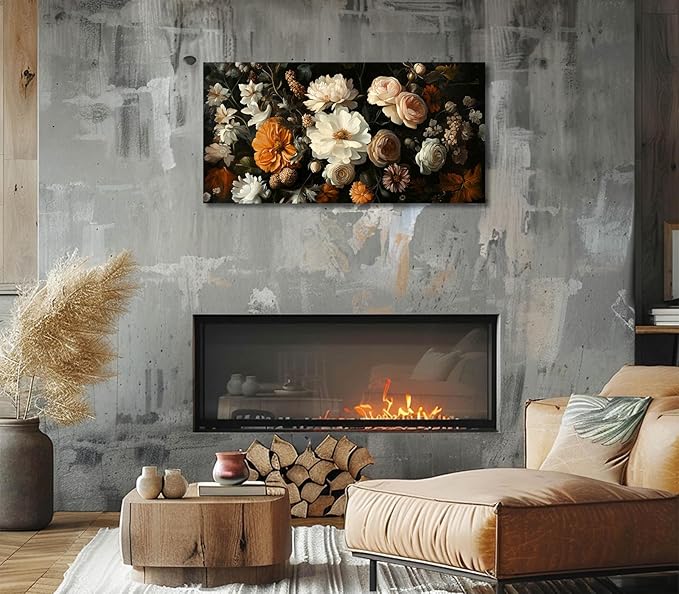 ADJUVANT Wall Art Vintage Floral Bouquet 60" L x 30" W, Flowers Peonies And Roses Canvas Painting Botanic Artwork Blossoms Prints Floral Wall Decor for Living Room Bedroom Dining Room Home Office
