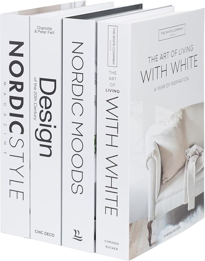 Mono Large | 4 PCS Faux Decorative Books for Home Decor | Not Real Books (Cardboard Boxes) | Coffee Table, Shelf Styling & Modern Aesthetic Accent Pieces for Living Room, Office