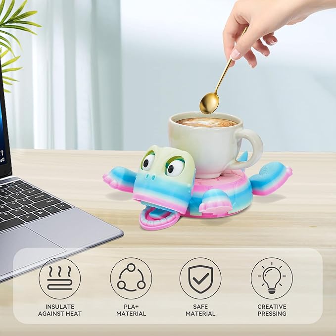 3D Printed Funny Turtle Coasters - Colorful Wacky Turtle Coaster Stress Relief Toys, Desktop Decorations for Home, Office, Party, One Piece (Matte Elegance)