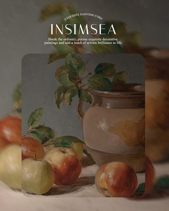 InSimSea Gold Framed Wall Art, Vintage Apple Jar Kitchen Wall Shelf Decor, Still Life Canvas Print Art, Dining Room Home Farmhouse Decor, Antique Paintings with Picture Frame 13x16inch