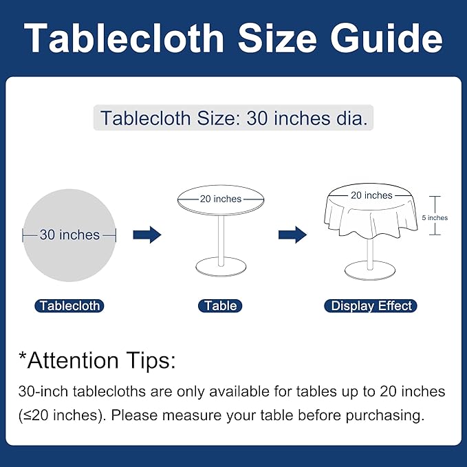 Hiasan Round Linen Tablecloth 30 Inch - Wrinkle and Stain Resistant Washable Polyester Fabric Table Cloth for Dining Room Kitchen Party, Stone