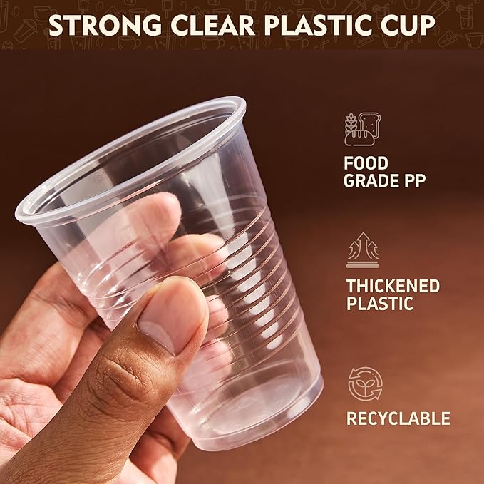 YEEHAW 12 oz Plastic Cups, 300 Pack - Clear Disposable Drinking Cups for Cold Beverages, Transparent Party Cups, BPA-Free