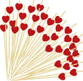 240 PCS Red Love Heart Shaped Cocktail Picks, 4.7Inch Bamboo Fancy Toothpicks for Appetizers, Cocktail Skewers Sticks Selected for Weddings, Valentines Day, Desserts, Charcuterie, Food, Drinks