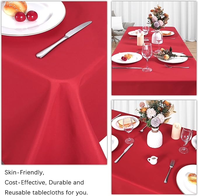 CozRhythm 8 Pack Red Valentine's Day Tablecloth 60 x 126 Inch Rectangular Table Cloth for 8 Foot Rectangle Tables, Wrinkle Resistant Washable Polyester Fabric for Buffet Wedding Party