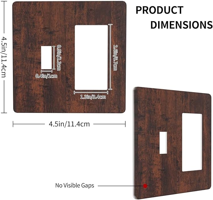 Light Switch Cover Brown Red Rustic Wood Grain Retro Farmhouse 2 Gang Toggle Rocker Combo Socket Cover Wall Plates Decorative Switch Plates and Outlet Covers for Farmhouse Cabin Decor