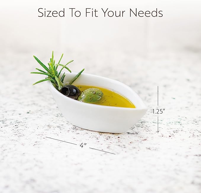 Restaurantware-2 Ounce Dipping Sauce Bowls, 10 Canoe Shape Dipping Sauce Dishes - Microwave-Safe, Oven-Safe, White Porcelain Small Dishes, Chip-Resistant, For Sauces Or Individual Portions