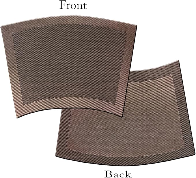 Wedge Shape Placemats for Round Dinner Table Woven Vinyl Wipe Clean Non Slip Plastic Table Mats Set of 4（Brown）