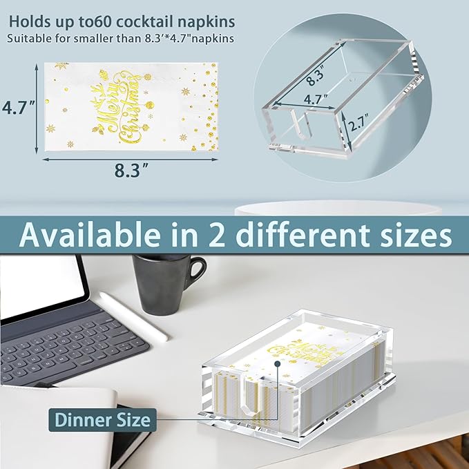 Transparent Acrylic Napkin Holder Clear Guest Paper Disposable Hand Towel Dispenser Tray Organizer For Table Home Kitchen Restaurant and Hotel Business