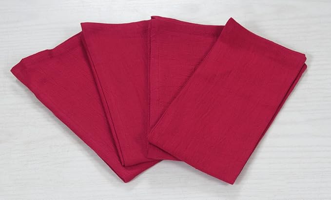 ACCENTHOME Accent Home 100% Cotton Napkins, Delicate Cloth Napkins for Dinners, Parties and Weddings，18 x 18 Inch Set of 12 - Red