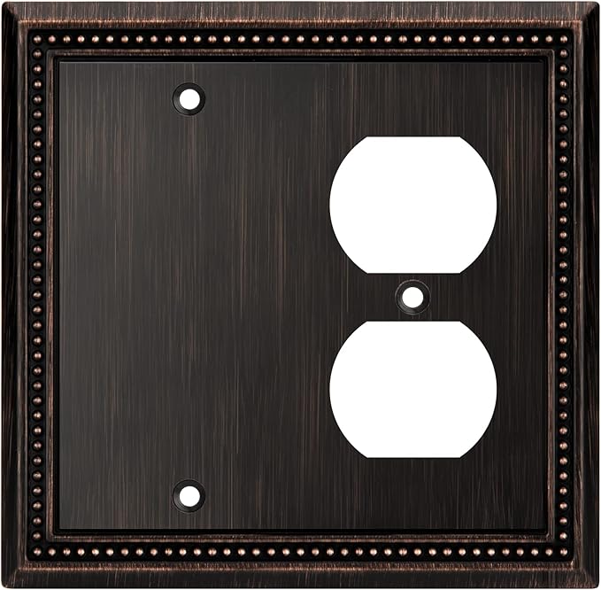 Henne Bery Sunken Pearls Heavy Duty Decorative Wall Plate Switch Plate Outlet Cover (Blank/Duplex, Aged Bronze)