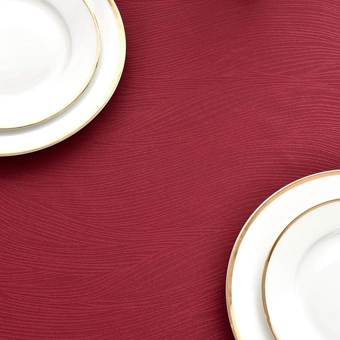 maxmill Jacquard Tablecloth Swirl Design Spillproof Wrinkle Free Heavy Weight Soft Table Cloth Decorative Fabric Table Cover for Outdoor and Indoor Use Oblong 60 x 120 Inch Red