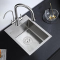 ROVATE 15 x 17 x 8 inch Drop in Bar or Kitchen Sink Single Bowl, Small Kitchen Sink Topmount, 304 Stainless Steel Bar Sinks Overmount Handmade with Basket Strainer