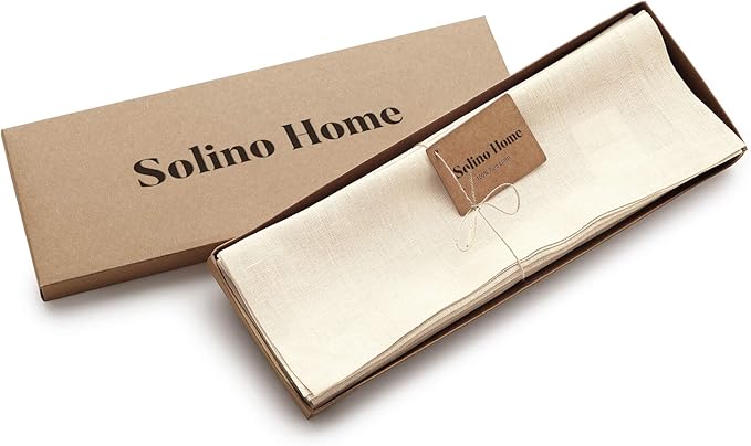 Solino Home Linen Ivory Placemats Set of 4-100% Pure Linen Placemats 14 x 19 Inch for Spring, Easter - Fete