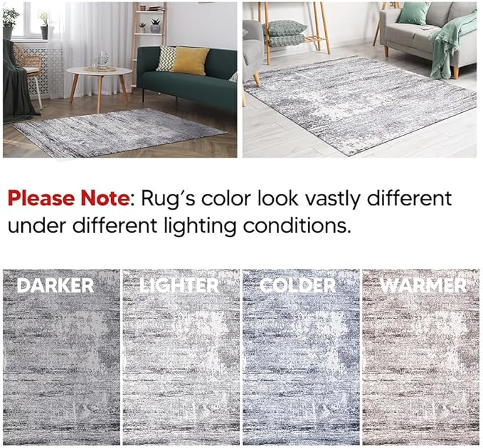Keen Home Design Area Rugs - 10x14 Non-Shedding, Abstract Rugs for Kitchen, Living Room, Bedroom, Dining Room, Entryway - Size: 9'10" x 14', Abstract Cream/Grey