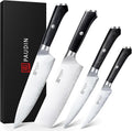 PAUDIN Kitchen Knife Set, 4 Pieces Chef Knife Set, High Carbon Stainless Steel Knife Set, Ultra-Sharp Knives Set for Kitchen with Ergonomic Wooden Handle, Gifts for Men and Women