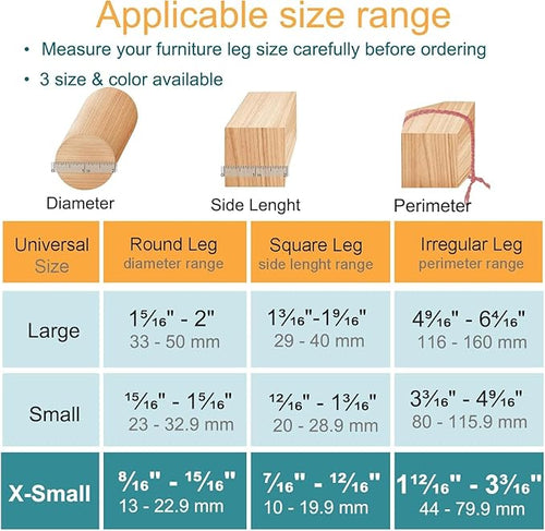 32 Pcs Chair Leg Protectors for Hardwood Floors, Silicone Felt Furniture Leg Cover Pad for Protecting Floors from Scratches and Noise, Smooth Moving，Black X-Small(Fit Round Diameter：1/2" to 5/16")