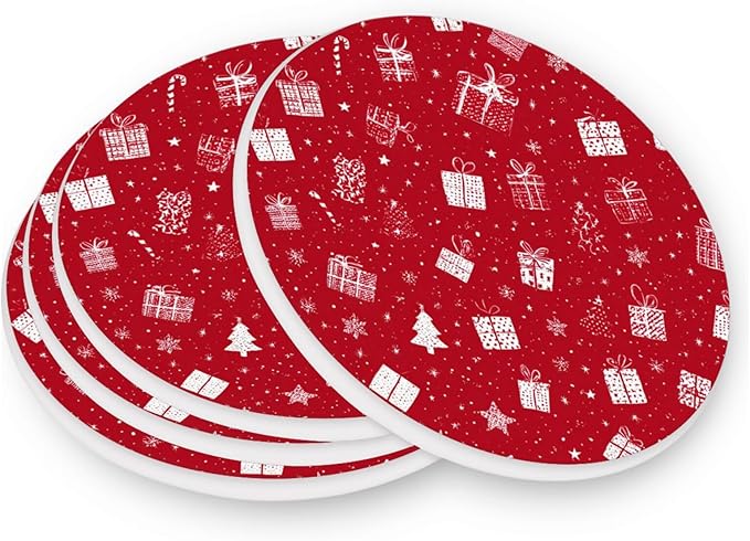 Coasters for Drinks Coaster Drink Set Decorative Coffee Table Desk Cup Mat Spring Cute Cork Bar Backing Round Home Decor Christmas Persent Stars41