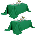 2-Pack 90x156 inch Forest Green Table Cloths, Solid Stain and Wrinkle Resistant Oblong Tablecloth, Premium Plain Weave Polyester Fabric Rectangle Table Linen Covers for Hotel, Banquet