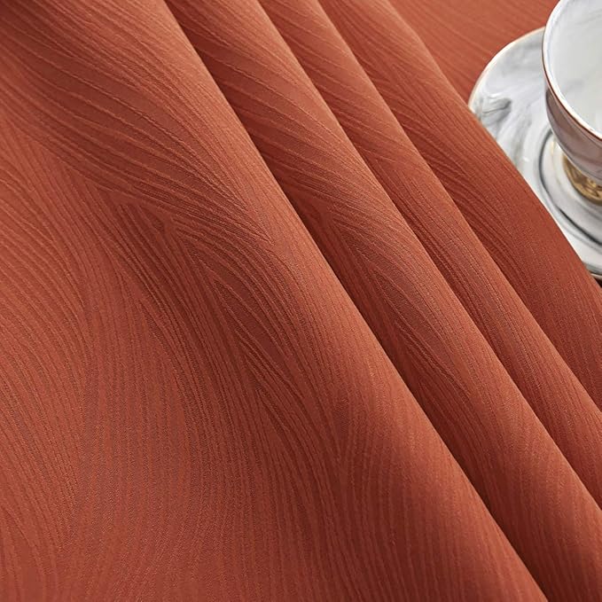 maxmill Jacquard Tablecloth Swirl Design Spillproof Wrinkle Free Heavy Weight Soft Table Cloth Halloween Decorative Fabric Table Cover for Fall Harvest Thanksgiving Dinner, Oblong 60 x 120 Inch Rust