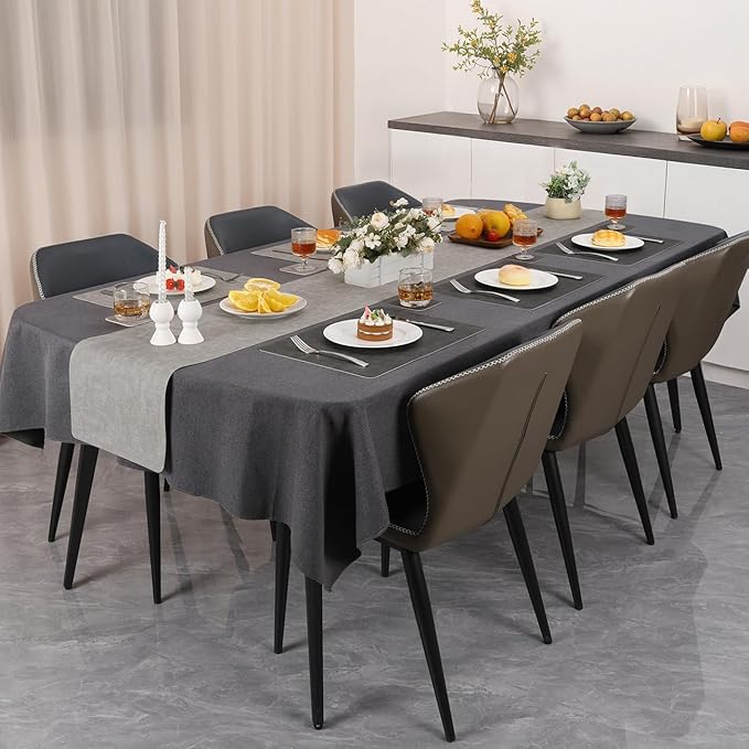Myir JUN Reversible Vinyl Placemats Set of 4, Faux Leather Place Mats Dual Sided Waterproof Oilproof Wipeable, Heat-Resistant Table Mats for Kitchen Dining Indoor Outdoor (12" x 17", Light Gray Gray)