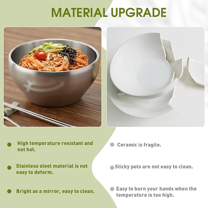 12 Pack Stainless Steel Bowls Bulk SUS304 Double Wall Insulated Bowls Matte Brushed Metal Soup Bowl for Rice Salad Noodle Snack Cereal Ice Cream Serving Mixing Prep(24 oz)