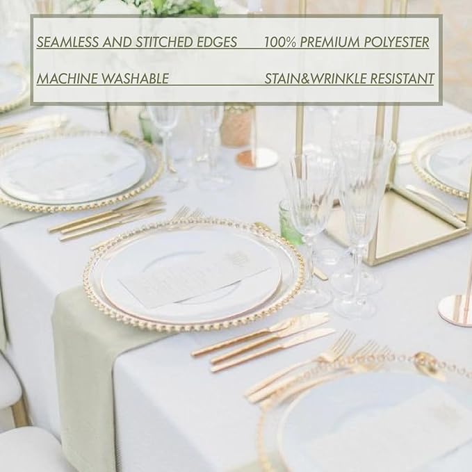 8 Pack White Table Cloth 60 x 102 Inch Polyester tablecloths for 6 Foot Rectangle Tables, Stain and Wrinkle Resistant Washable Fabric White Table Covers for Parties, Wedding, Banquet, Dining