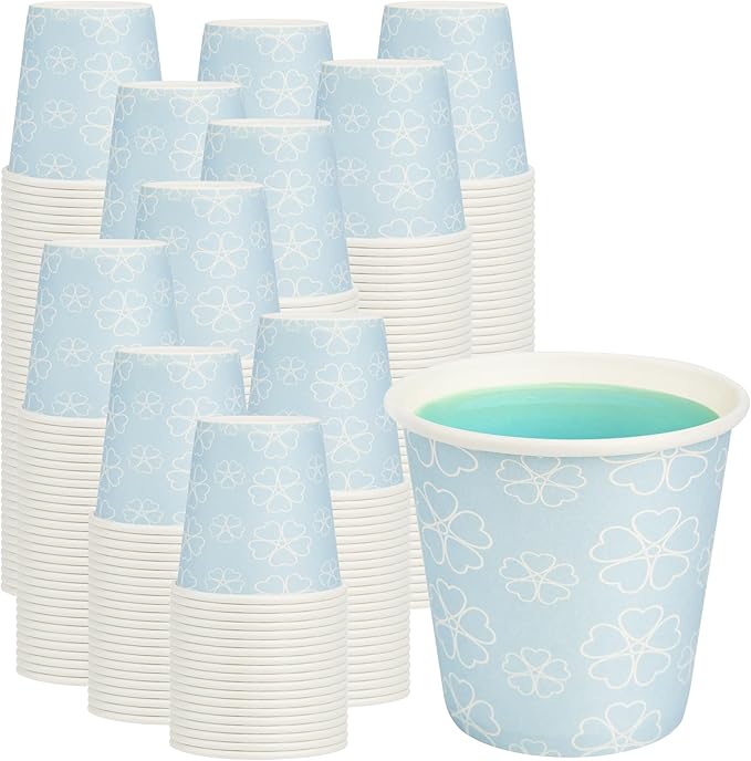 600 Pack 3 oz Bathroom Cups, Disposable Paper Cups with Rolled Rim, Small Paper Mouthwash Cup for Guest Bathrooms, Vanity & Office Use, Mist blue