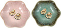 uxcell 2Pcs Ceramics Jewelry Plate, Lotus Leaf Shape Key Holder Bowl for Entryway Table Decor Small Ring Tray Dish Gift for Women Girlfriend, Pink/Green