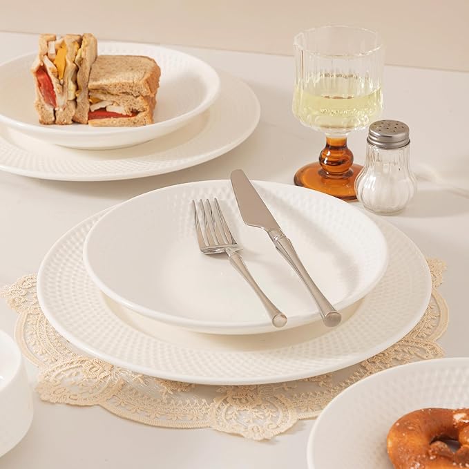 Dinnerware sets plates and bowls sets modern plates,Ceramic Dinnerware Sets,12 Pieces Porcelain Lightweight Plates,Scratch Resistant Dish Set (style - 11, 4 - Set (12pcs))