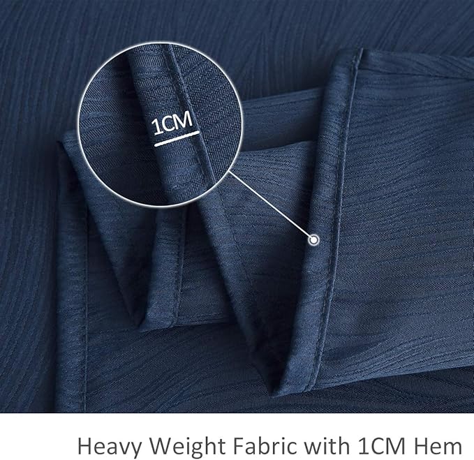 maxmill Jacquard Table Cloth Waving Pattern Water Proof Wrinkle Free Heavy Weight Soft Tablecloth Decorative Fabric Table Cover for Outdoor and Indoor Use Rectangular 60 x 104 Inch Navy Blue