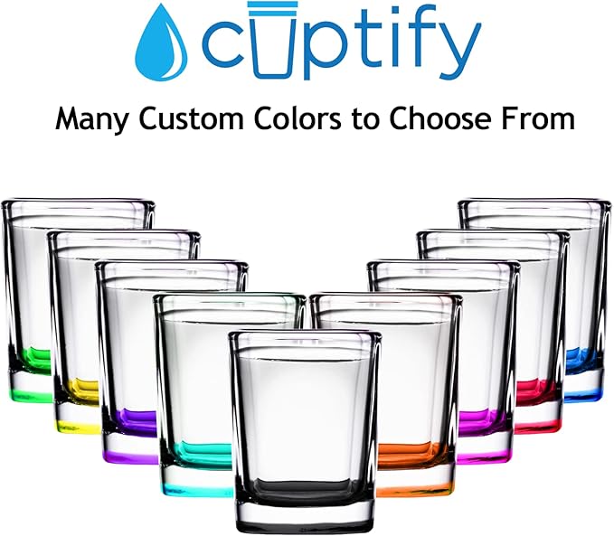 Personalized Glasses Set of 2 Initial and Name 2oz Green Bottom Etched Square Shot Glass Engraved with Custom Text Birthday Gift for Men and Women