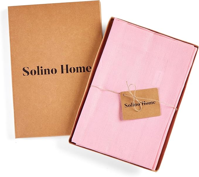 Solino Home Linen Napkins Set of 4-100% Pure Linen Pink Lemonade Dinner Napkins Cloth 20 x 20 Inch for Valentines, Spring, Easter - Fete, Handcrafted and Machine Washable