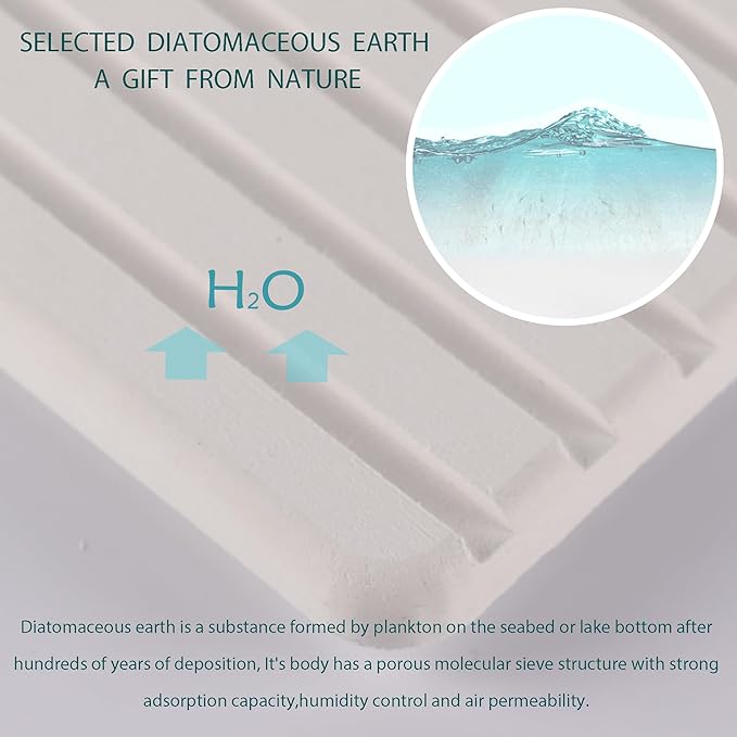 2 PCS Water Absorbent Diatomite Coasters (9.5" x 5.5"), Grooved Design, Water Absorbing Stone Used for Hand Soaps & Plants & toiletries in The Modern Home