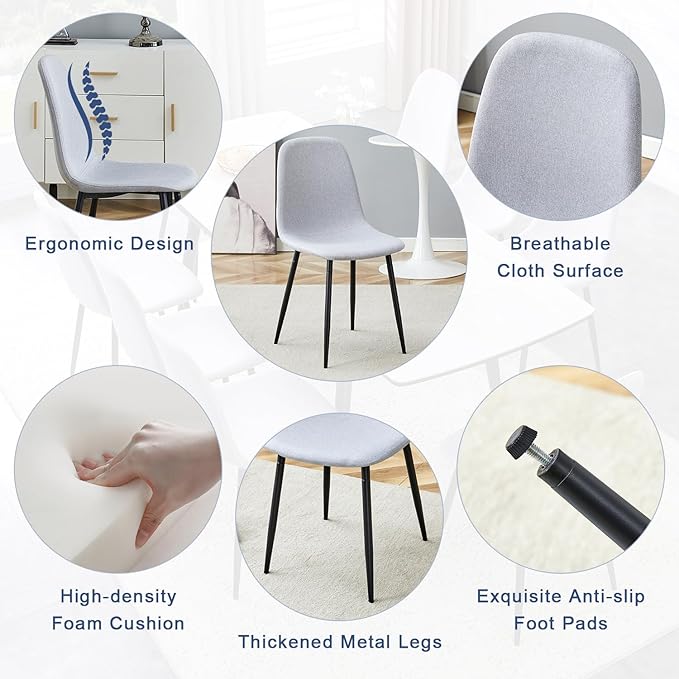 Extendable Dining Table Set for 6, 55'' to 78.8'' Rectangular Thickened Sintered Stone Kitchen Table with 6 Upholstered Chairs, Modern Space Saving 7-Piece Dinner Table Set
