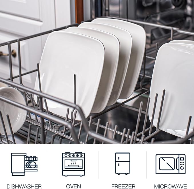 DELLING Appetizer Plates - 6.5 in Ceramic Small Plates for Dessert -Square Serving Plates - White Kitchen Dinnerware Dishes Set for Snacks, Appetizer, Side Dishes- Serving Platter Set of 6