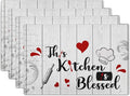 Farmhouse Kitchen Table Placemats - Rustic Place Mats Set of 4 White Wood Table Mats 12x18 for Party Dining Table