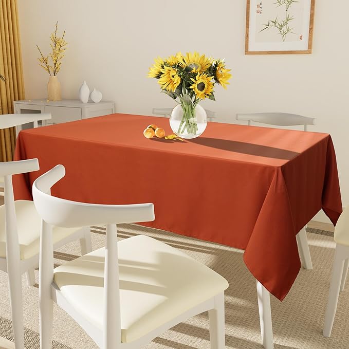 Smiry Rectangle Table Cloth, Waterproof Anti-Scratch Polyester Tablecloth, Decorative Washable Fabric Table Cover for Dining, Buffet, Parties and Outdoor, 60x84, Rust