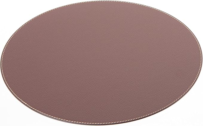 Nikalaz Round Placemats Set (Pack of 4) Recycled Leather Table Mats 15 inches, Kitchen Dining Table Decor by Nikalaz (Brown)